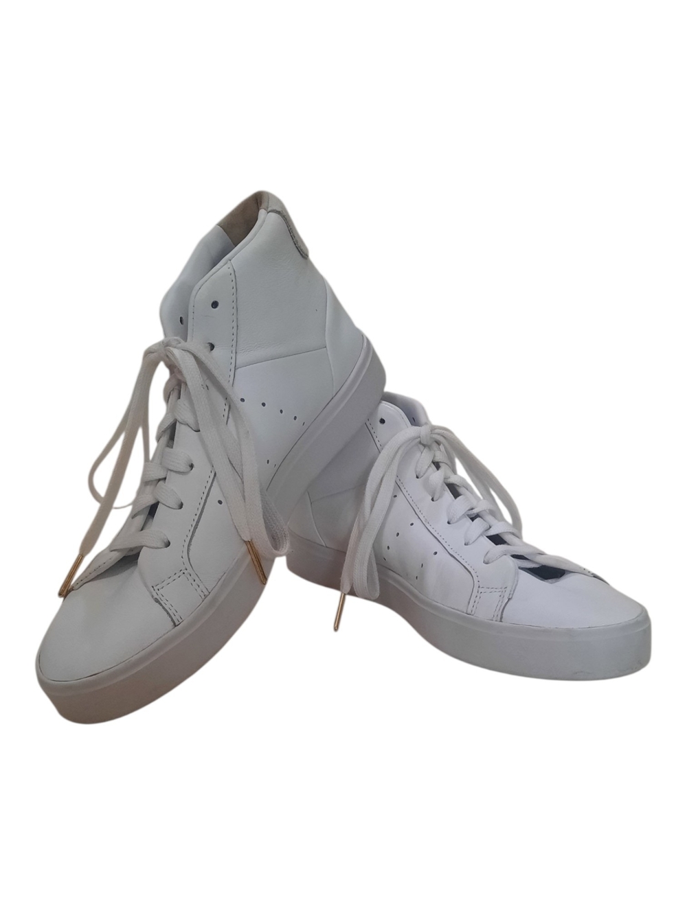 adidas Originals Sleek Mid Sneakers Triple White Sz 8